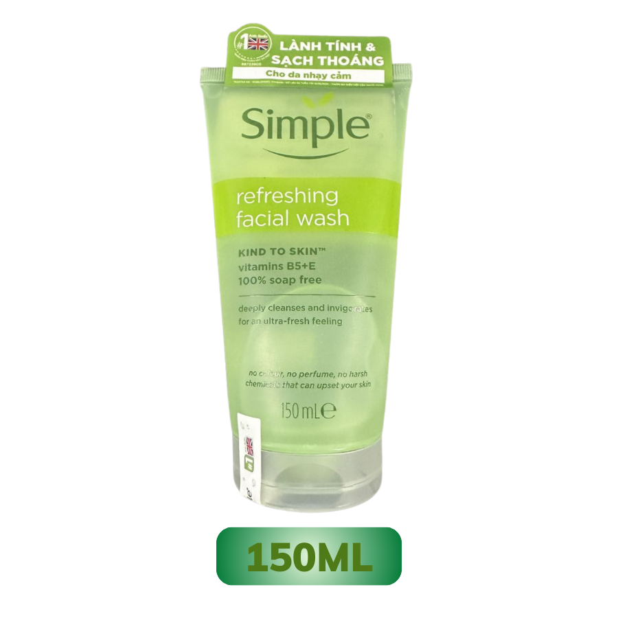Sữa Rửa Mặt Simple Giúp Da Sạch Thoáng 150ml Kind To Skin Refreshing Facial Wash Gel