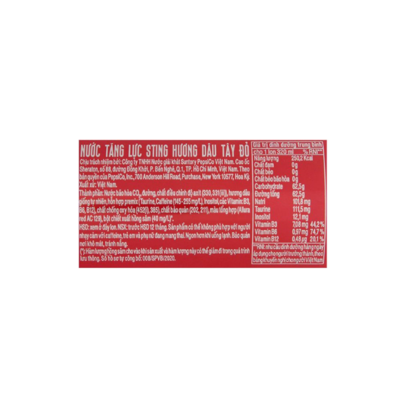 Nước tăng lực Sting hương dâu 320ML/330ML