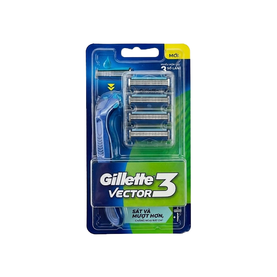 Gillette Vector 3 Razor Handle with 4 Replacement Cartridges