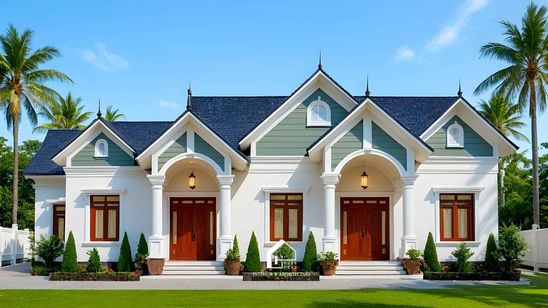 nhà mái Thái 1 tầng mặt tiền rộng