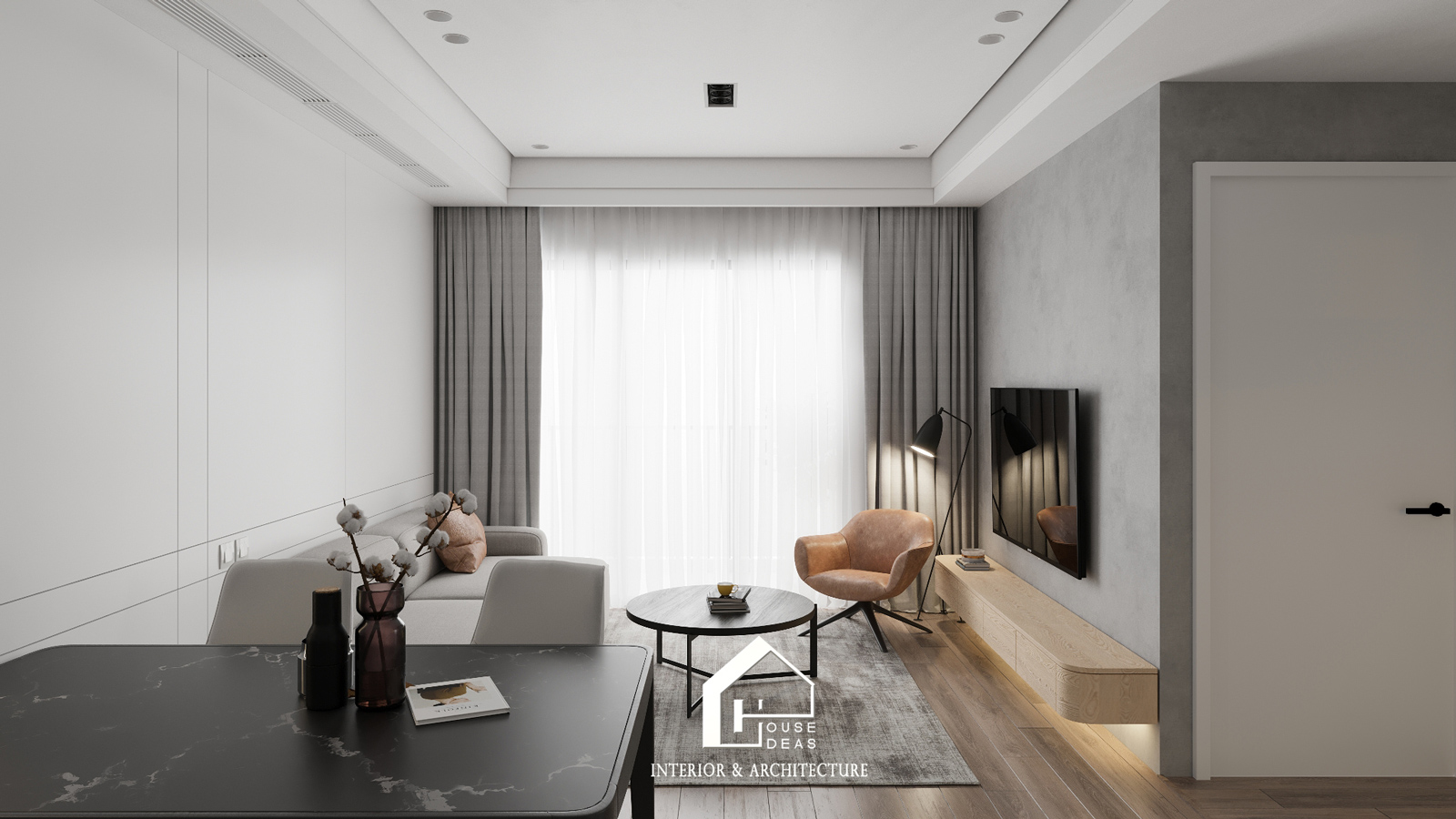 thiết kế tone màu trắng sang trọng
