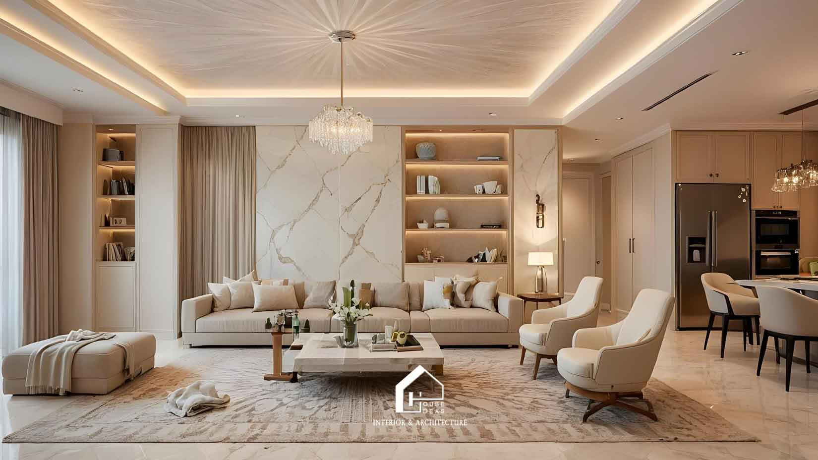Phòng khách phong cách luxury