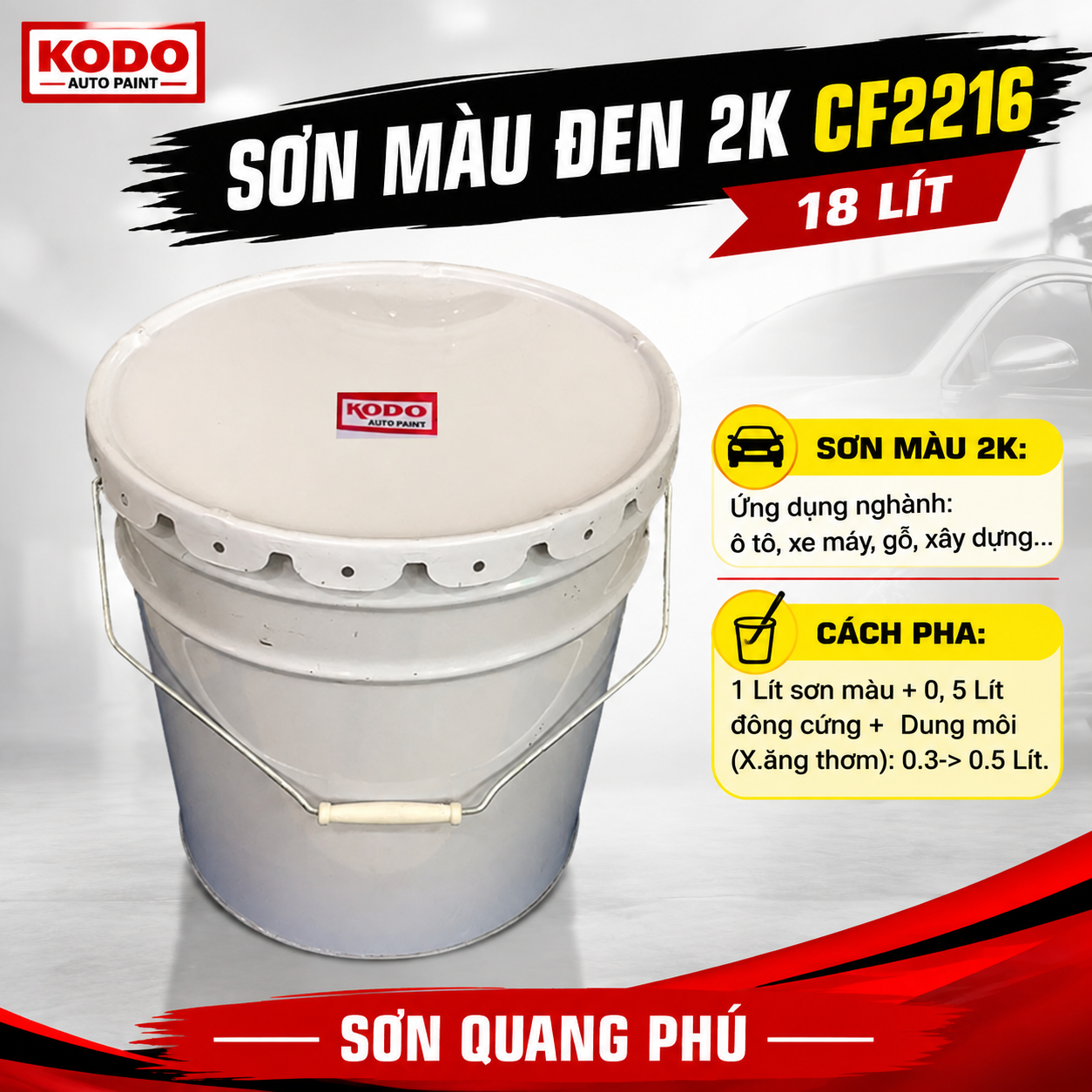 cf2216-son-mau-den-2k-kodo-thung-18l-auto-paint-son-tu-bong-son-mau-goc-2k-kodo-