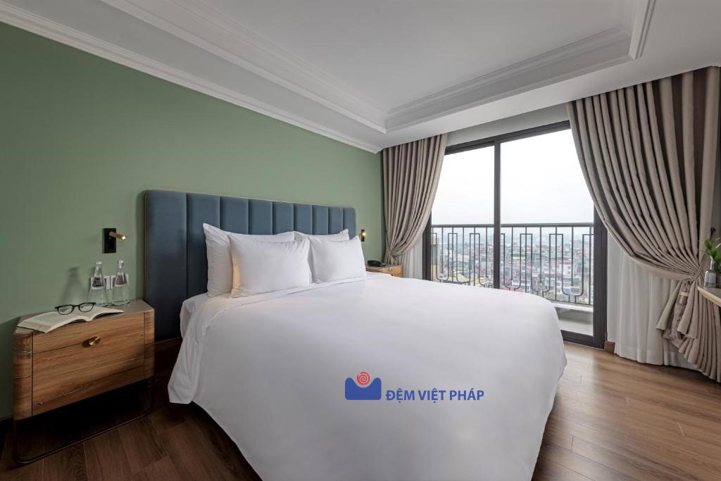 Bộ chăn ga gối trắng trơn 65% cotton 35% poly T250 VP250T Đệm Việt Pháp