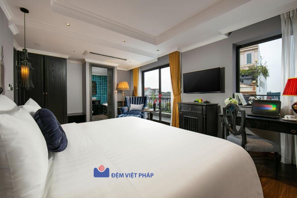 Bộ chăn ga gối kẻ sọc 100% cotton T300 VP300K Đệm Việt Pháp