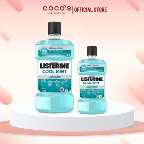 Nước Súc Miệng Listerine Cool Mint Zero Alcohol Mouthwash Cho Hơi Thở Thơm Mát Không Cay 250ml/750ml