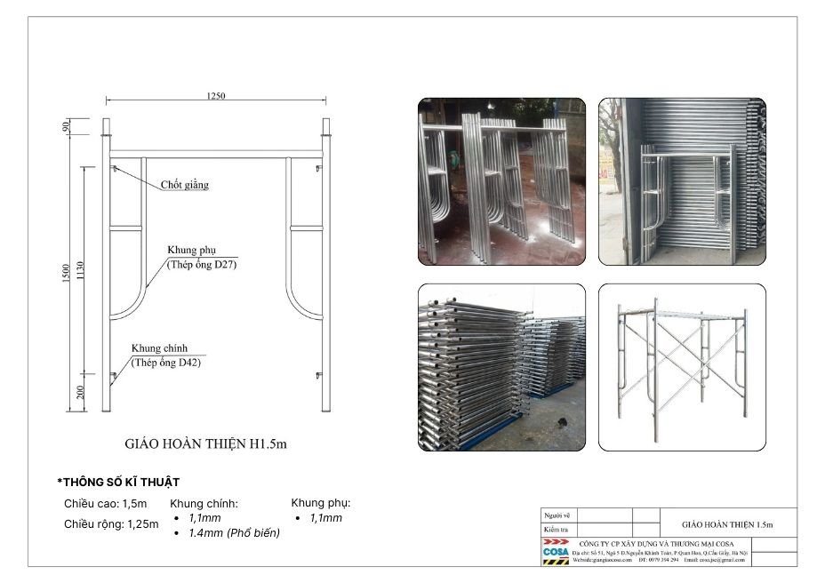 Giáo Hoàn Thiện 1.5m: Thông Số Kỹ Thuật, Giá Và Kinh Nghiệm Lắp Dựng An Toàn