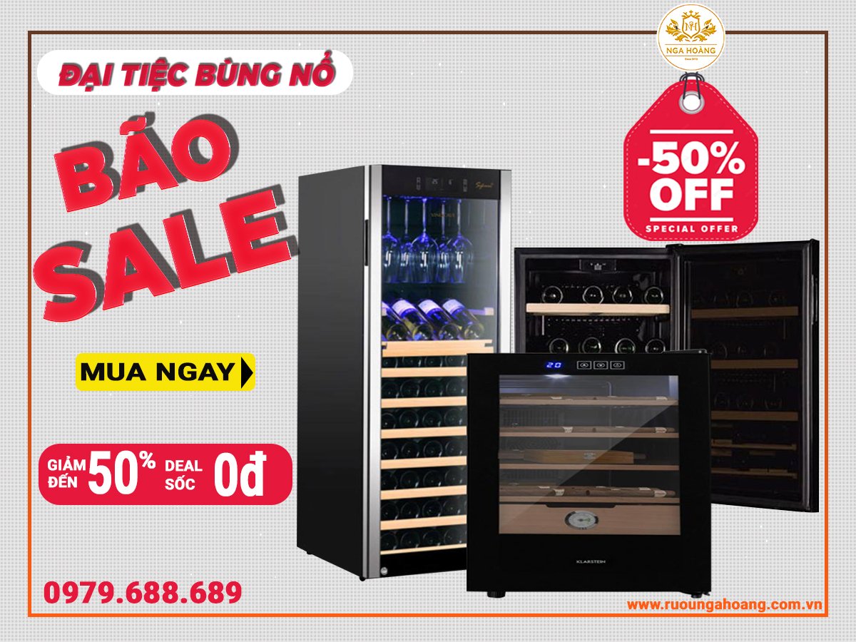 ĐẠI TIỆC BÙNG NỔ- BÃO SALE TỦ BẢO QUẢN RƯỢU VANG & CIGAR