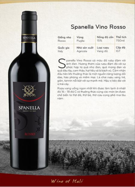RƯỢU VANG SPANELLA ROSSO