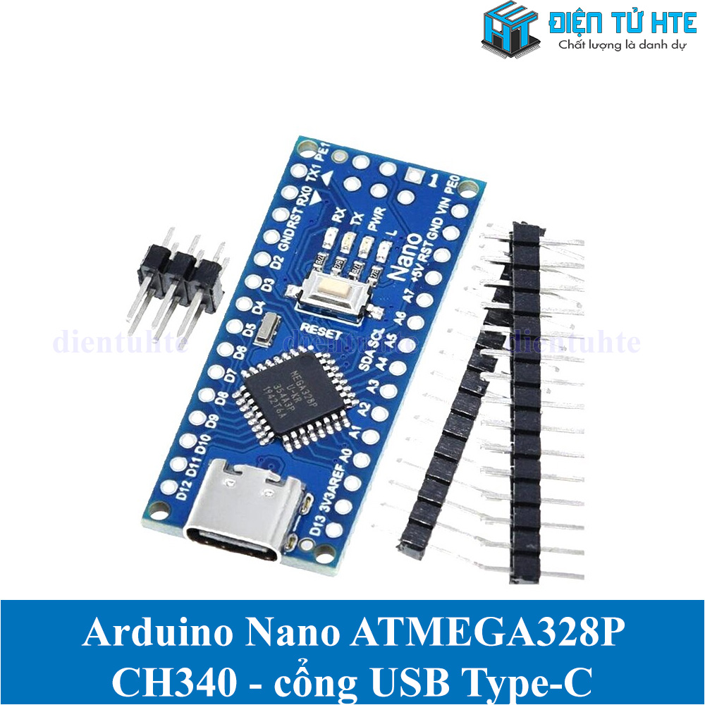 Arduino Nano V3 CH340 - giao tiếp USB TypeC (ATMEGA328 16MHz) | Điện Tử HTE