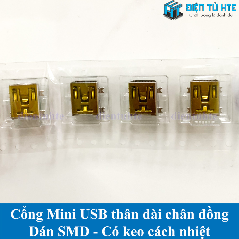 Cổng mini USB SMD 5P - chân đồng thân dài | Điện Tử HTE