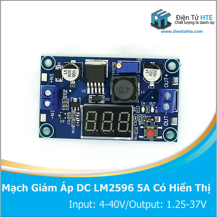 Module giảm áp DC-DC LM2596 5A 75W có hiển thị | Điện Tử HTE