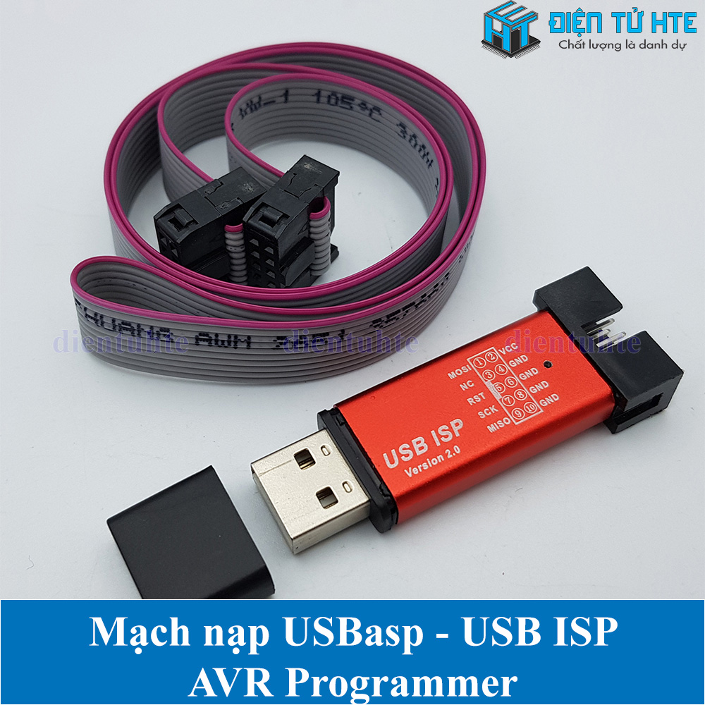 Avr Usbasp Interface Mạch nạp AVR USBasp USBISP Programmer vỏ nhôm | Điện Tử HTE