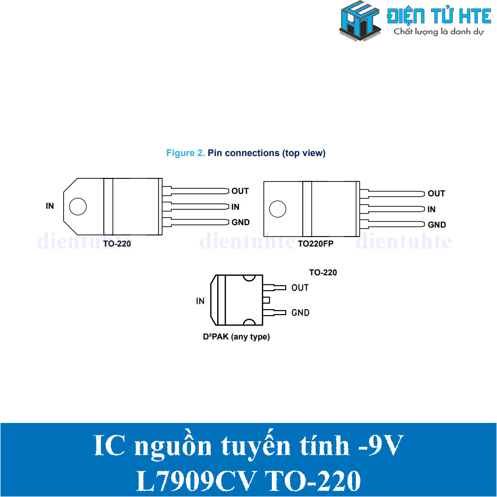 IC ổn áp nguồn âm -9V L7909CV 7909 chân cắm TO-220 loại tốt | Điện Tử HTE