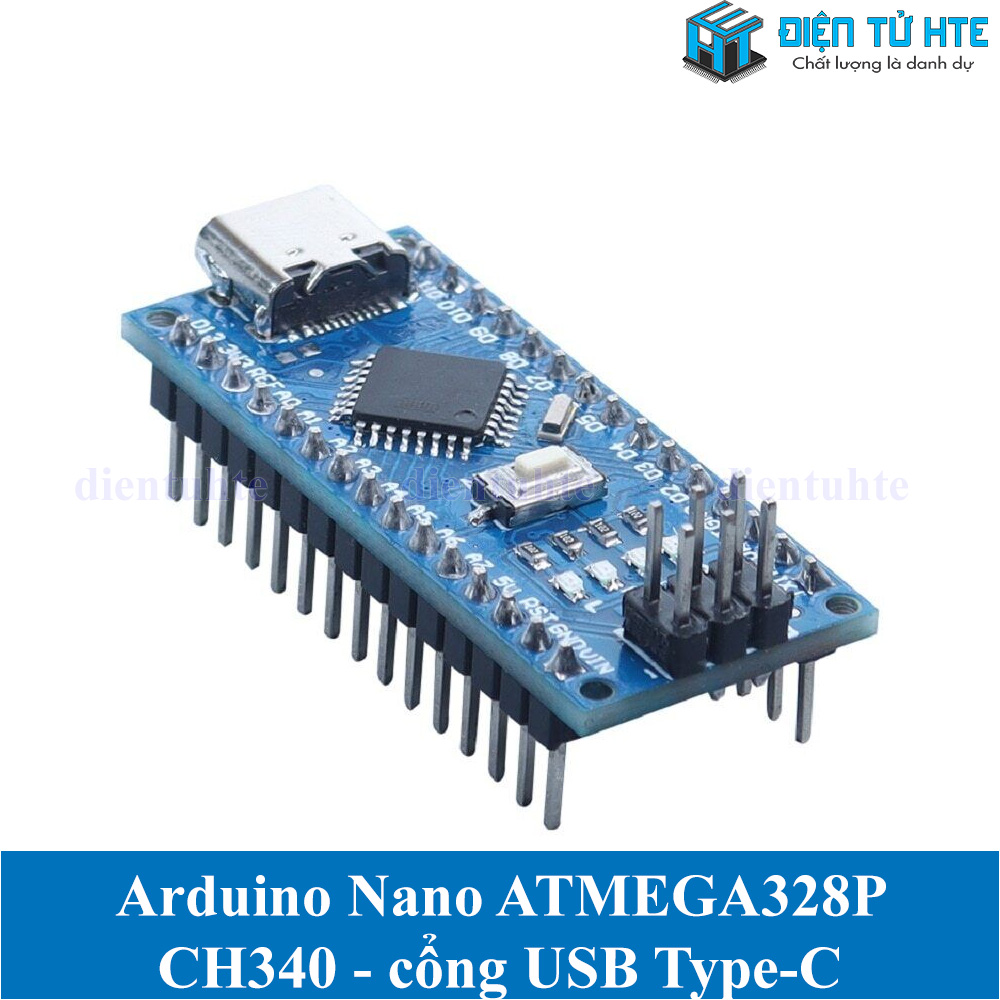Arduino Nano V3 CH340 - giao tiếp USB TypeC (ATMEGA328 16MHz) | Điện Tử HTE