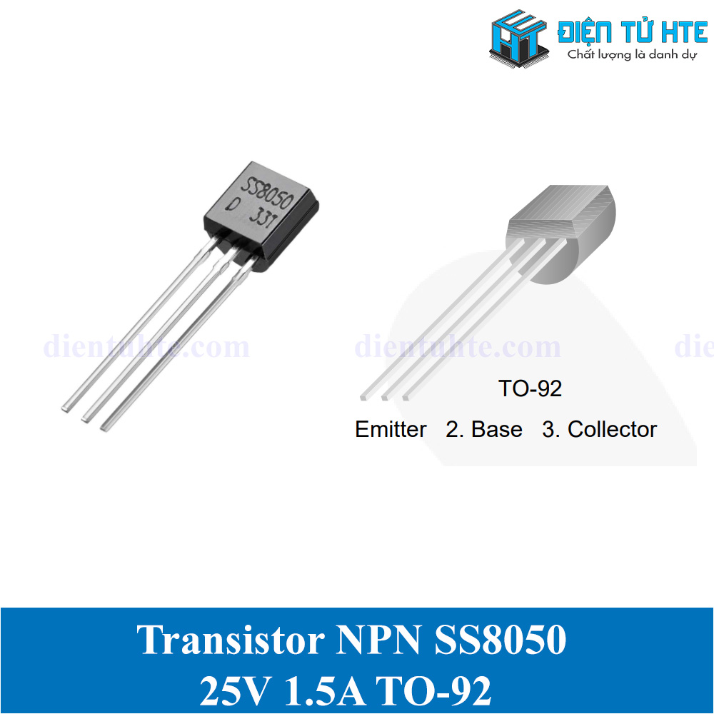 Transistor NPN SS8050 PNP SS8550 25V 1.5A chân cắm TO-92 | Điện Tử HTE