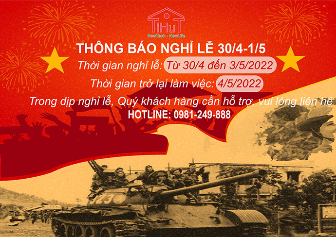 TIHUT thông báo lịch nghỉ ngày giải phóng miền nam và quốc tế lao động 30/4-01/5