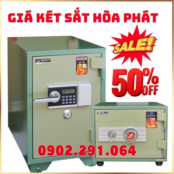 Két sắt Đức Phương đang có chương trình ưu đãi khuyến mãi 50% đối với các loại két sắt hòa phát