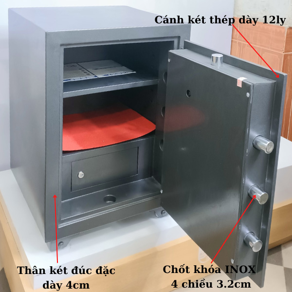 Két sắt siêu cường Việt Tiệp có cánh két là thép tấm dày 12ly