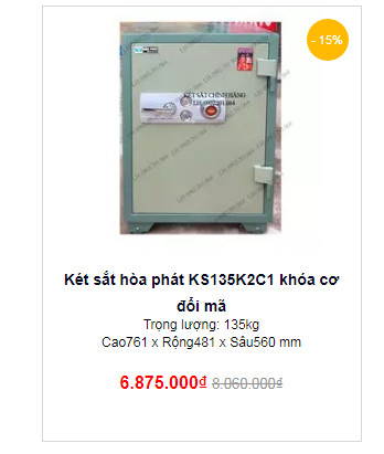 Két sắt hòa phát KS135K2C1 khóa cơ đổi mã