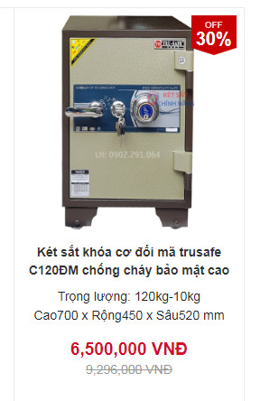 Két sắt Hàn Quốc trusafe C120ĐM khóa cơ đổi mã siêu bền