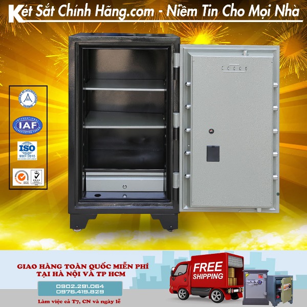 Nội thất két sắt C200KVT siêu cường khóa vân tay chống cháy