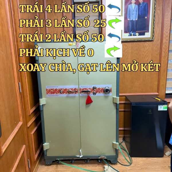 Hướng dẫn cách mở két sắt ngân hàng khóa cơ 2 cánh K560NHA1