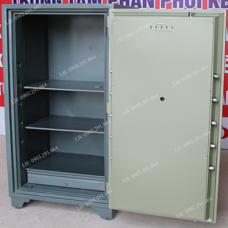 Nội thất két sắt ngân hàng BEMC K370FE NHA1 khóa vân tay lớn chia làm 4 khoang