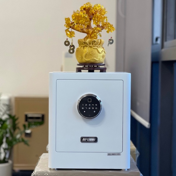 Két sắt mini thông minh Aifeibao HK-MD-35AG màu trắng kết nối điện thoại