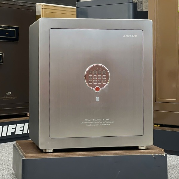 Két sắt Nhập Khẩu HK-55SI điện tử chống cháy bóng đẹp với mặt INOX màu xám