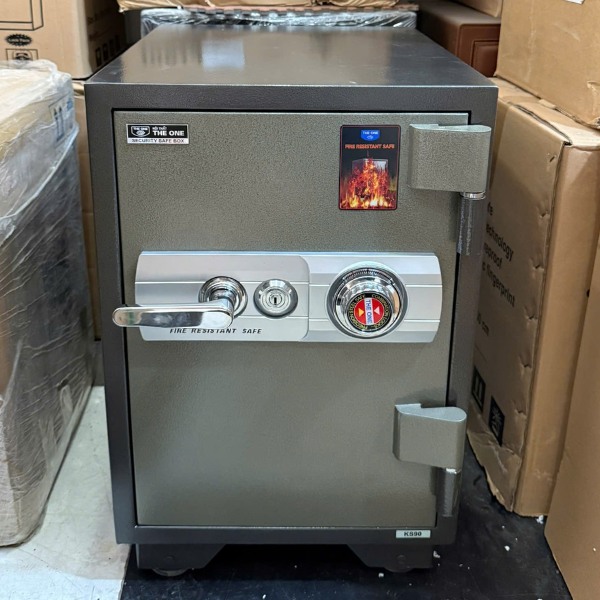 Két sắt The one KS90K1C1 khóa cơ đổi mã chống cháy màu ghi xám