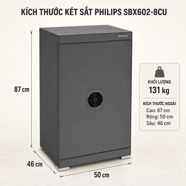 Két sắt Philips SBX602-8CU màu xám ( thông số)