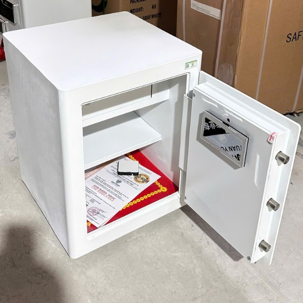 Nội thất Két sắt nhận diện khuôn mặt KW58FID Việt Tiệp có nội thất rộng 3 ngăn, có ngăn kéo có khóa riêng