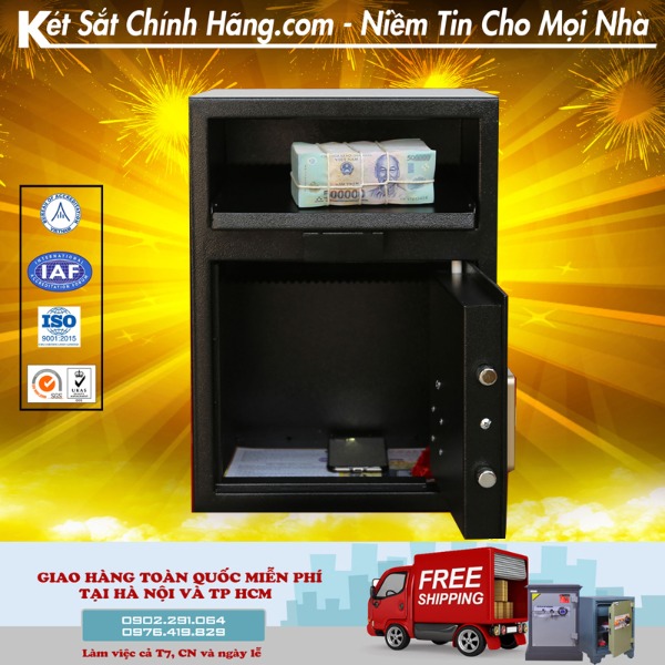 Nội thất két sắt siêu thị thu ngân KW50E thả cả cọc tiền