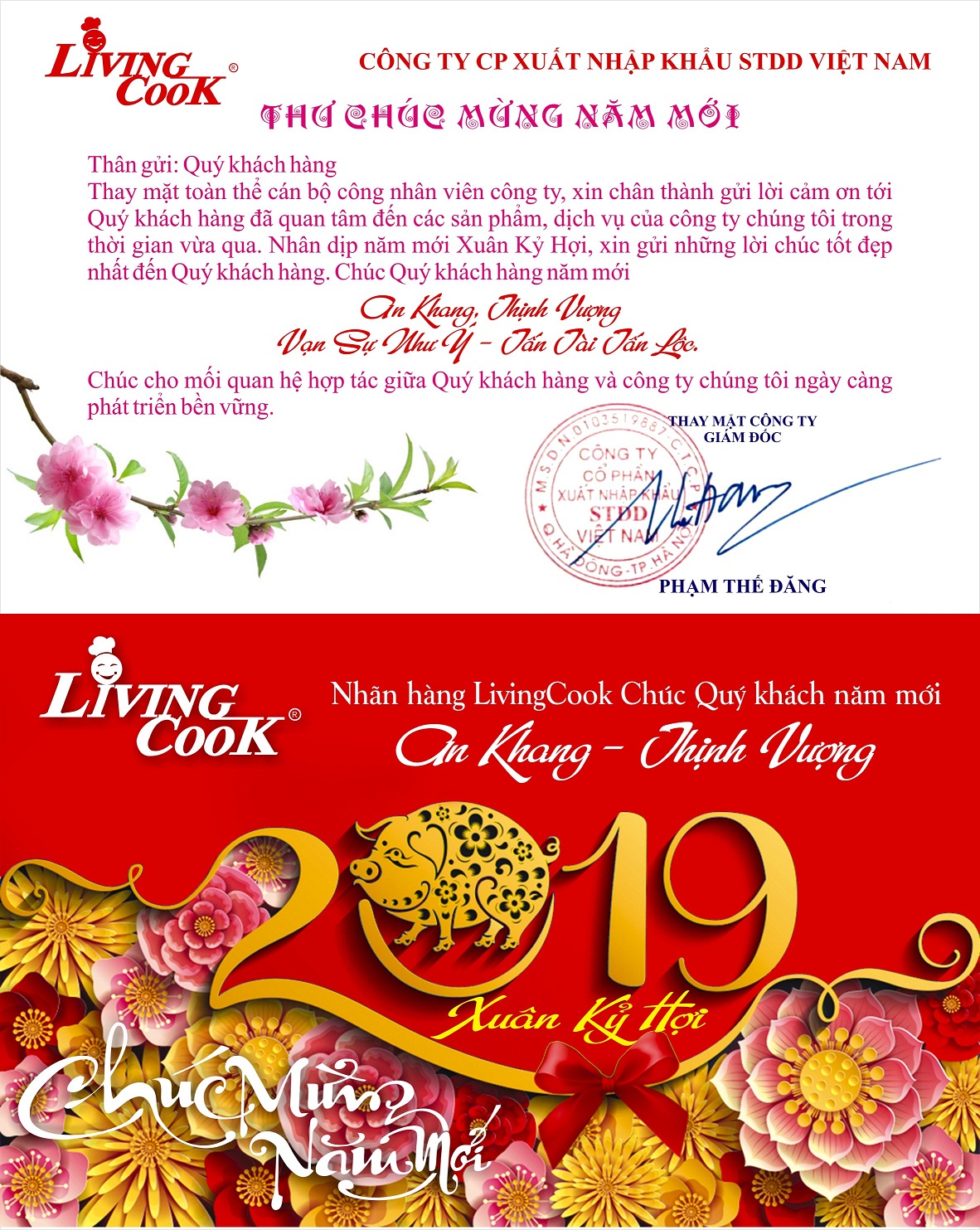 GIÁM ĐỐC CÔNG TY CỔ PHẦN XNK STDD VIỆT NAM CHÚC TẾT QUÝ KHÁCH HÀNG VÀ CÁN BỘ NHÂN VIÊN CÔNG TY!