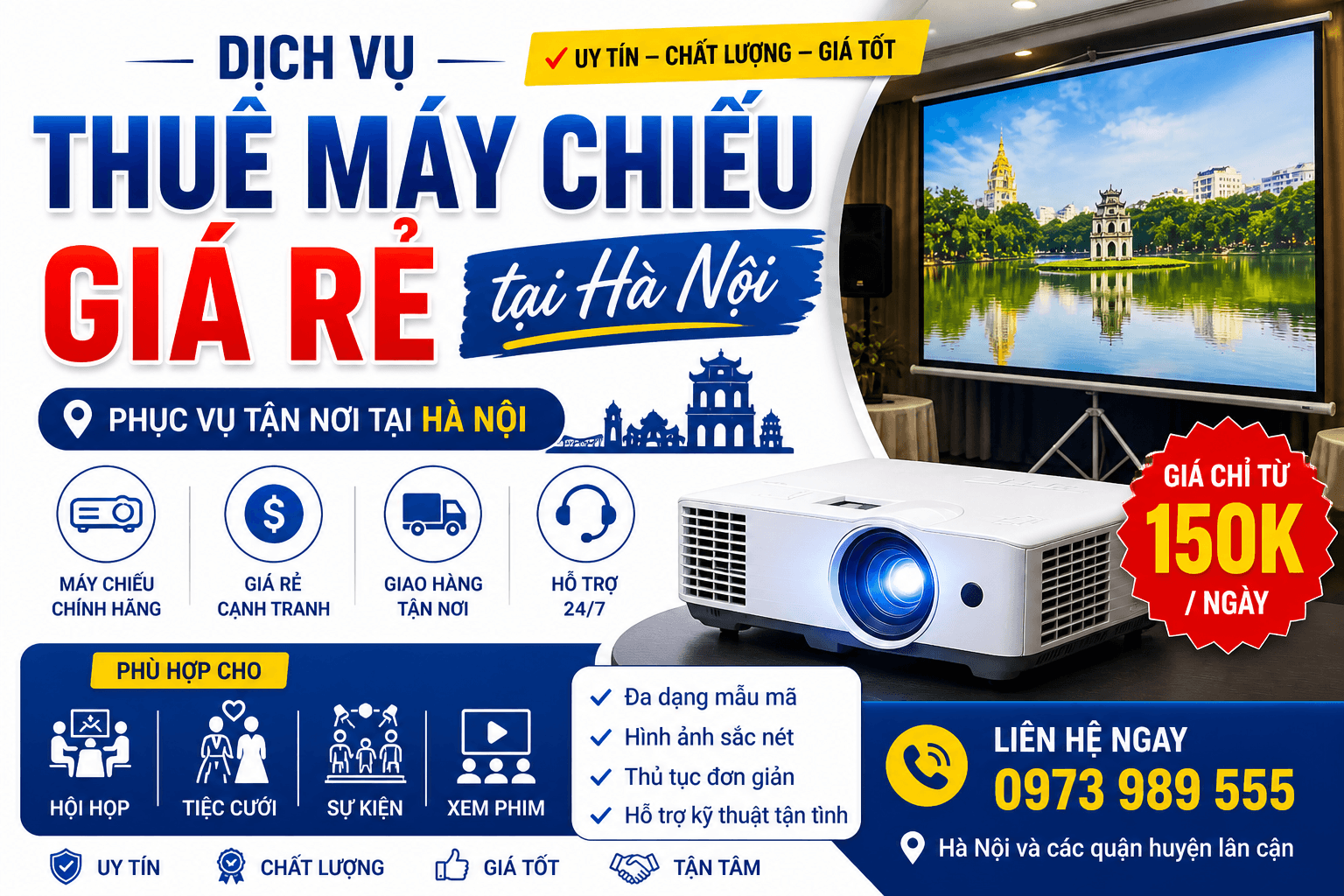 Bảng Giá Thuê Máy Chiếu Hà Nội 2026 — Cập Nhật Mới Nhất, Không Lo Bị Hớ