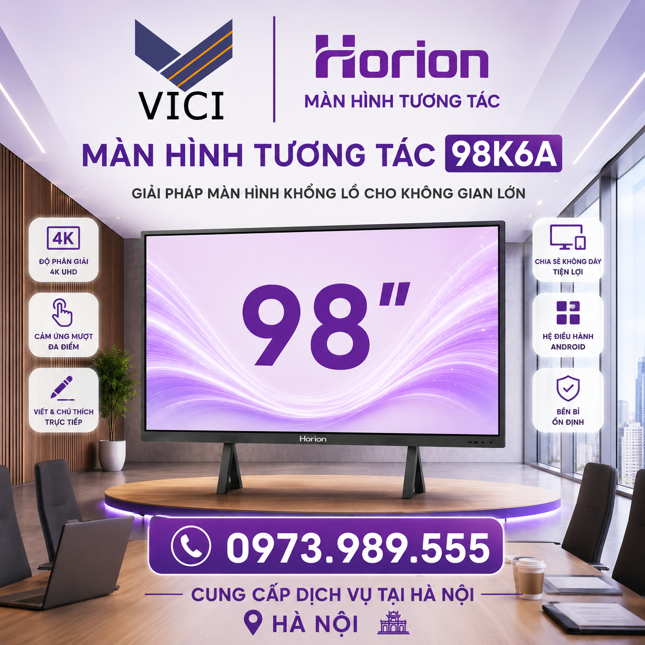 Màn hình tương tác 98K6A là gì? Giải pháp màn hình khổng lồ cho không gian lớn