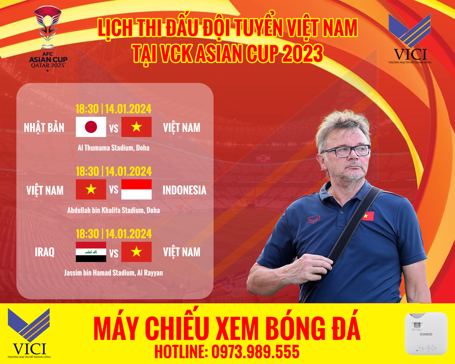 Cho thuê máy chiếu xem Asian Cup 2023