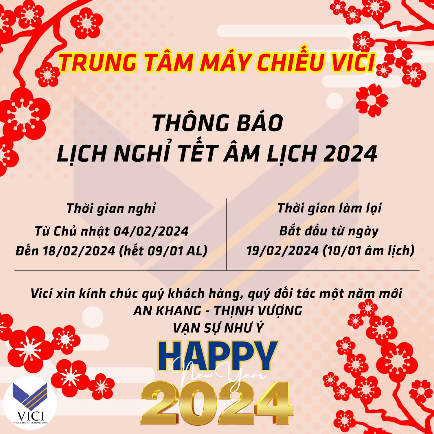 Thông báo lịch nghỉ Tết Nguyên Đán 2024