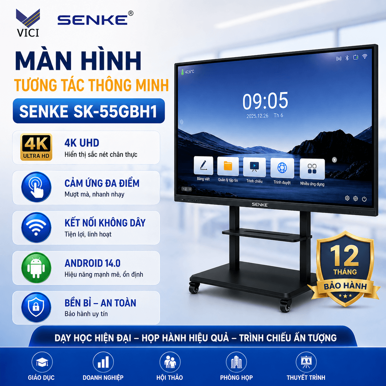 MÀN HÌNH TƯƠNG TÁC THÔNG MINH SENKE – GIẢI PHÁP ALL-IN-ONE TOÀN DIỆN CHO GIÁO DỤC VÀ DOANH NGHIỆP