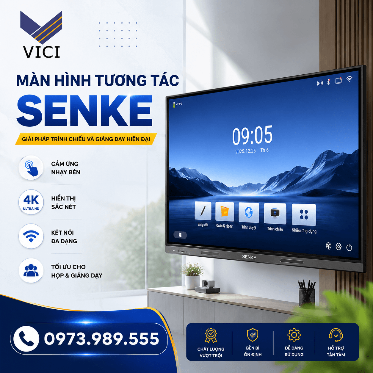 Lắp Đặt Màn Hình Tương Tác Senke 65GBH1 65 Inch – Nhanh Chóng Và Dễ Dàng