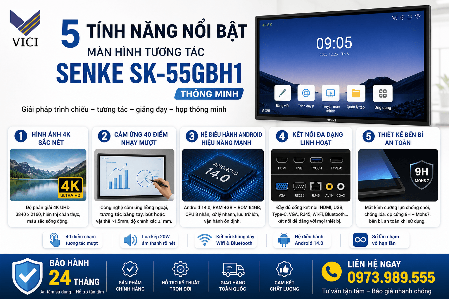 5 tính năng nổi bật của màn hình tương tác Senke