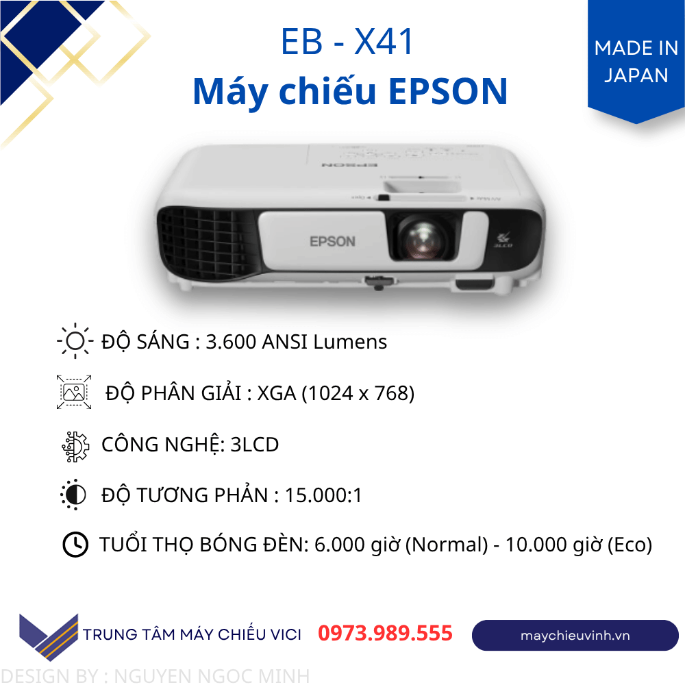 máy chiếu epson ebx41 phù hợp cho văn phòng, gia đình