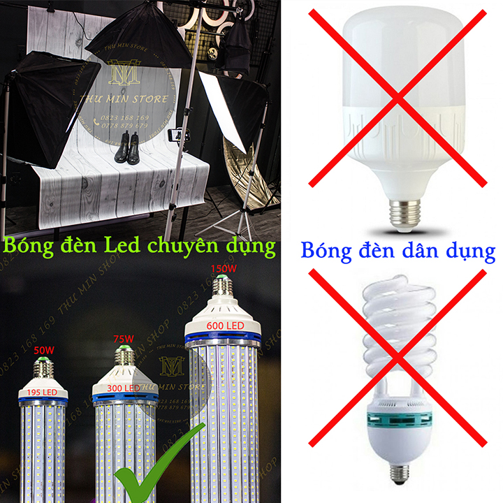 Bộ đèn SOFTBOX 4 bóng LED 200W- Bộ dầy đủ