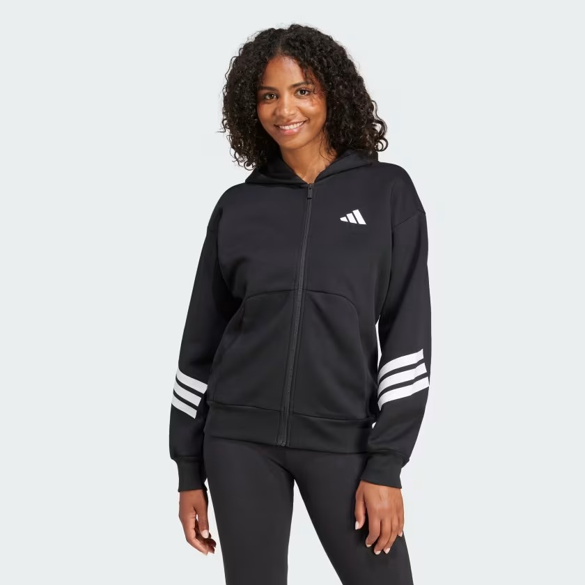 Áo hoodie adidas Future Icons 3 sọc khoá kéo Nữ - JE0171