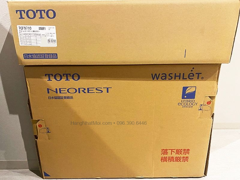 Hai kiện đóng gói của bộ TOTO CES9710 AS1 với nhãn TCF9710 #NW1