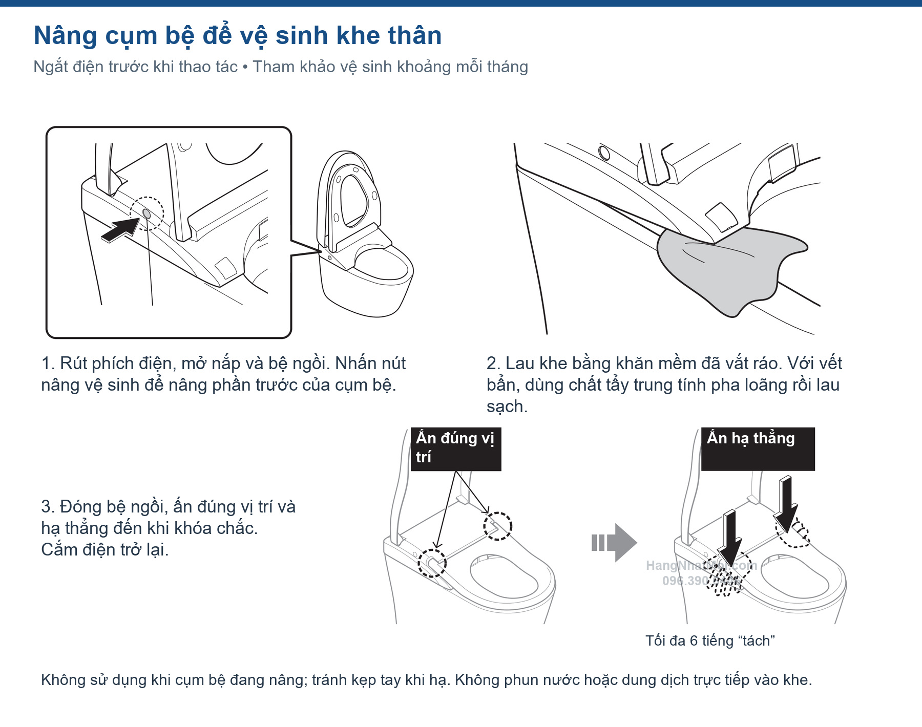 Cơ cấu nâng vệ sinh khe giữa cụm Washlet LS2 và thân sứ