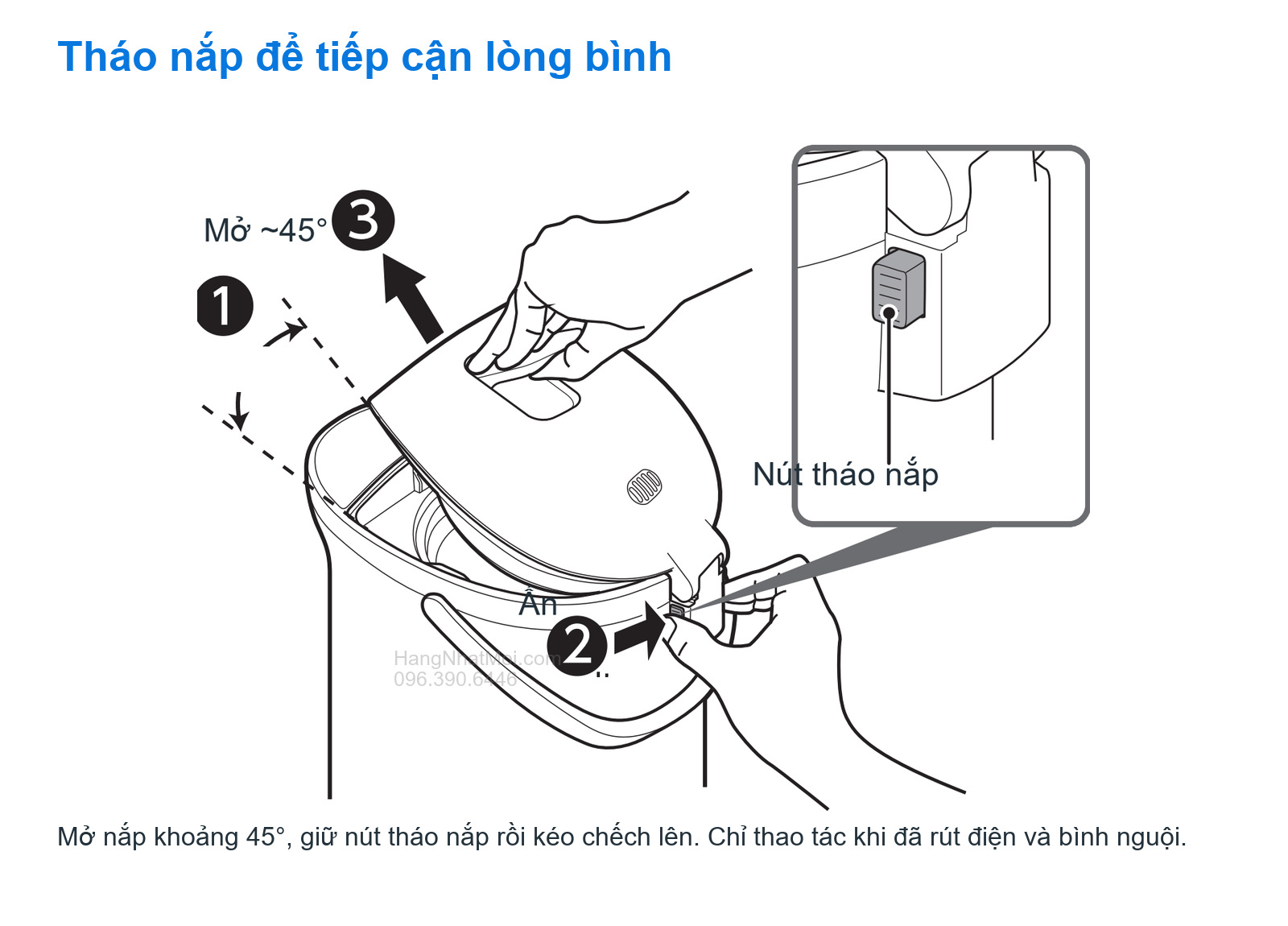 Tháo nắp để tiếp cận lòng bình