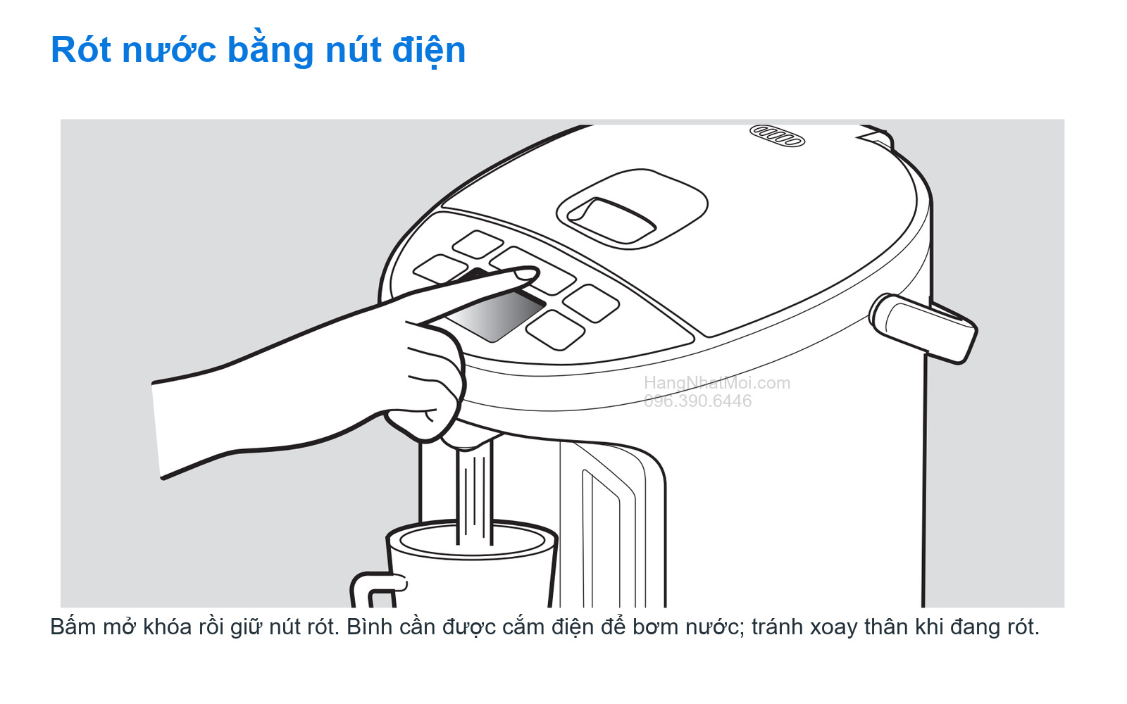 Rót nước bằng nút điện