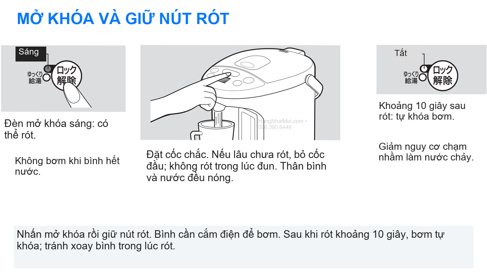 MỞ KHÓA VÀ GIỮ NÚT RÓT